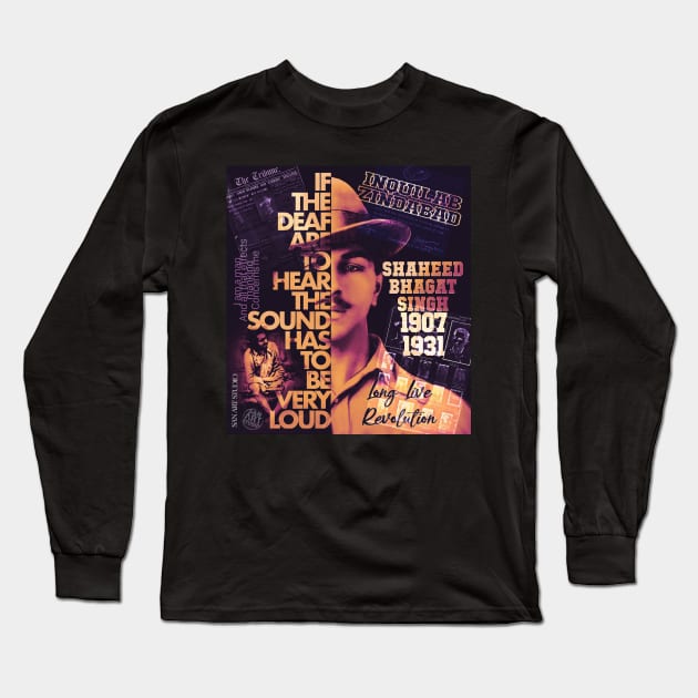 Bhagat Singh Long Sleeve T-Shirt by SAN ART STUDIO 